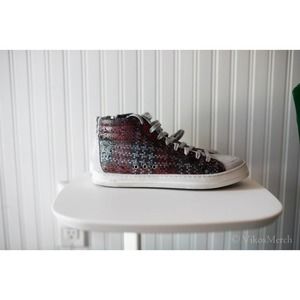 P448 Plaid Skate High-Top Sneakers 40 NEW